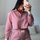 Red Pinstripes Shorts Set