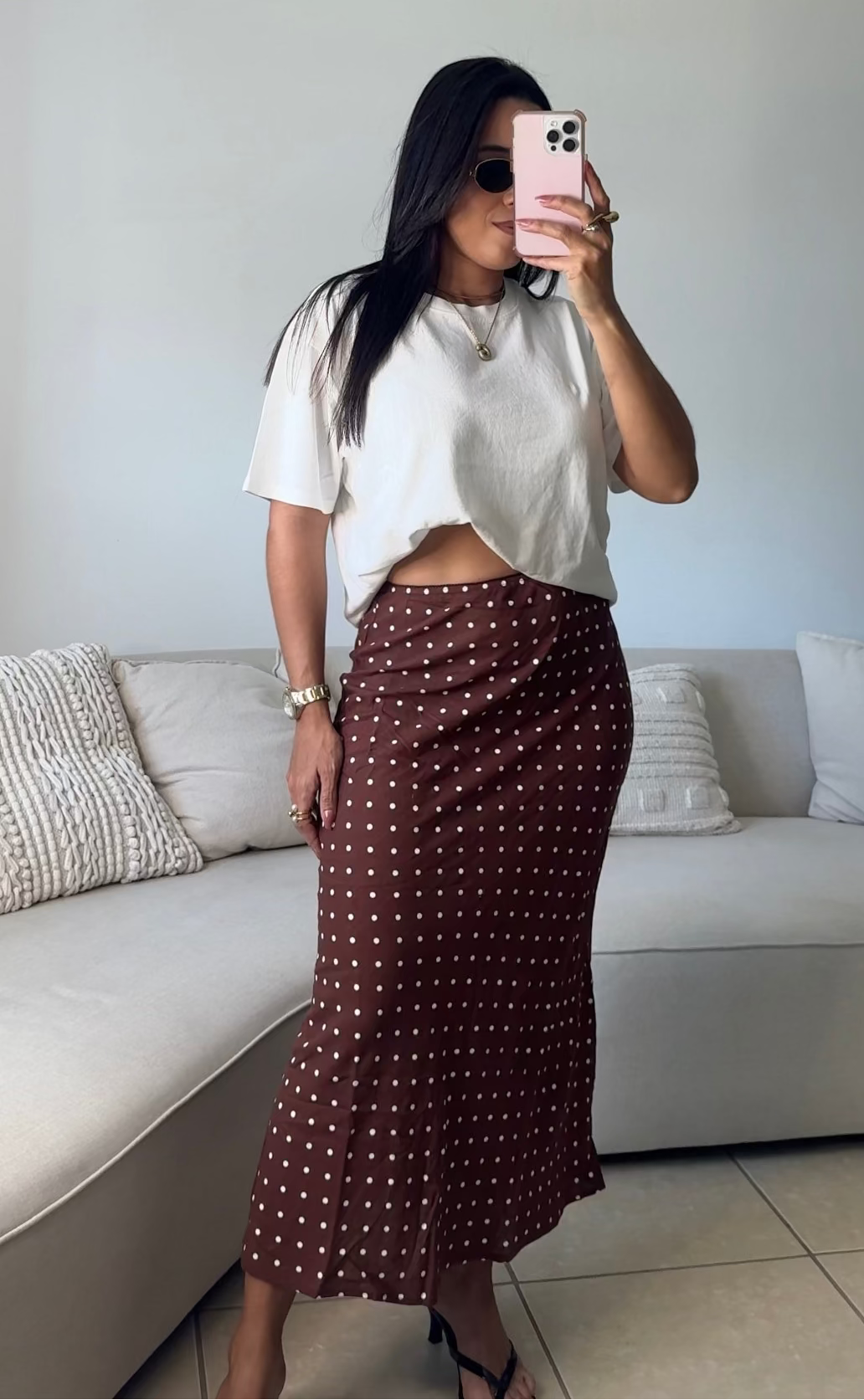 Chestnut Polka Dot Skirt
