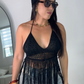 Black Crochet Fringe Top