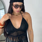 Black Crochet Fringe Top