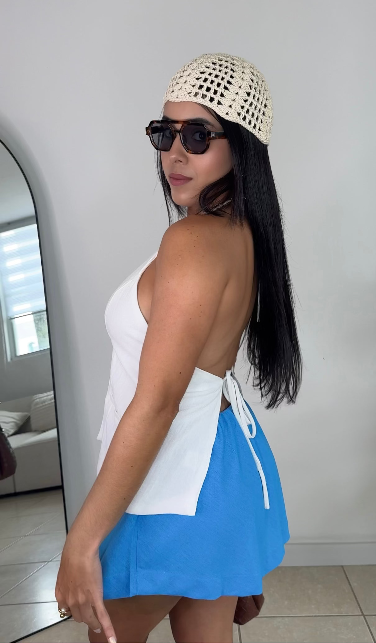 Blue Linen Skort