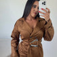Camel Suede Trench Coat
