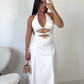 Buckle Halter Midi Dress