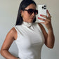 White Mock Neck Top