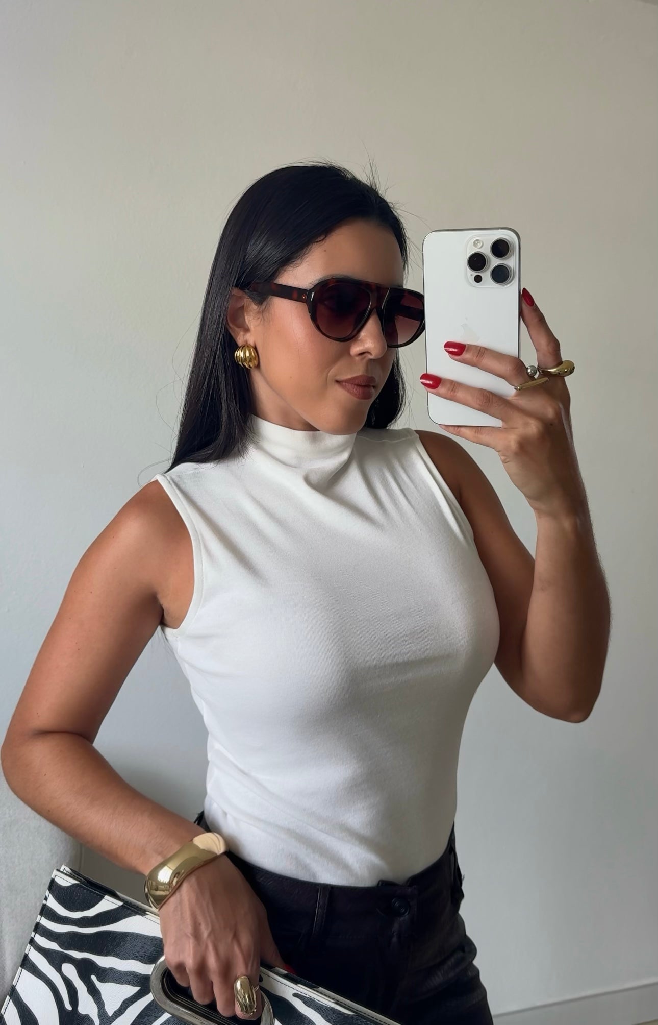 White Mock Neck Top