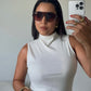 White Mock Neck Top