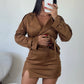 Camel Suede Mini Skirt