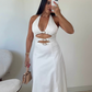 Buckle Halter Midi Dress
