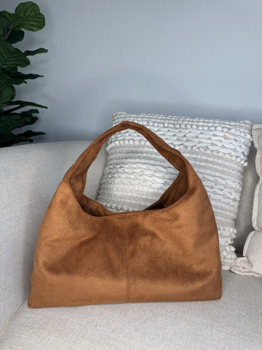 Camel Suede Hobo Bag