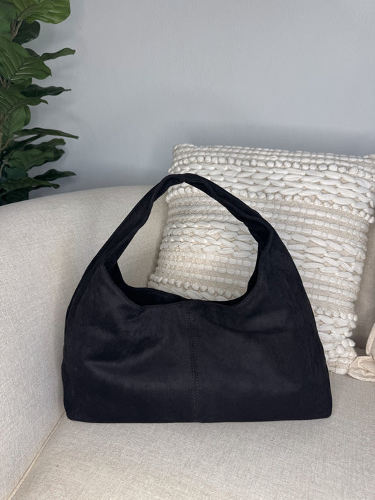 Black Suede Hobo Bag