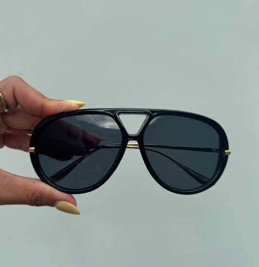 Black Round Aviator