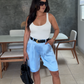 Ice Blue Satin Bermudas