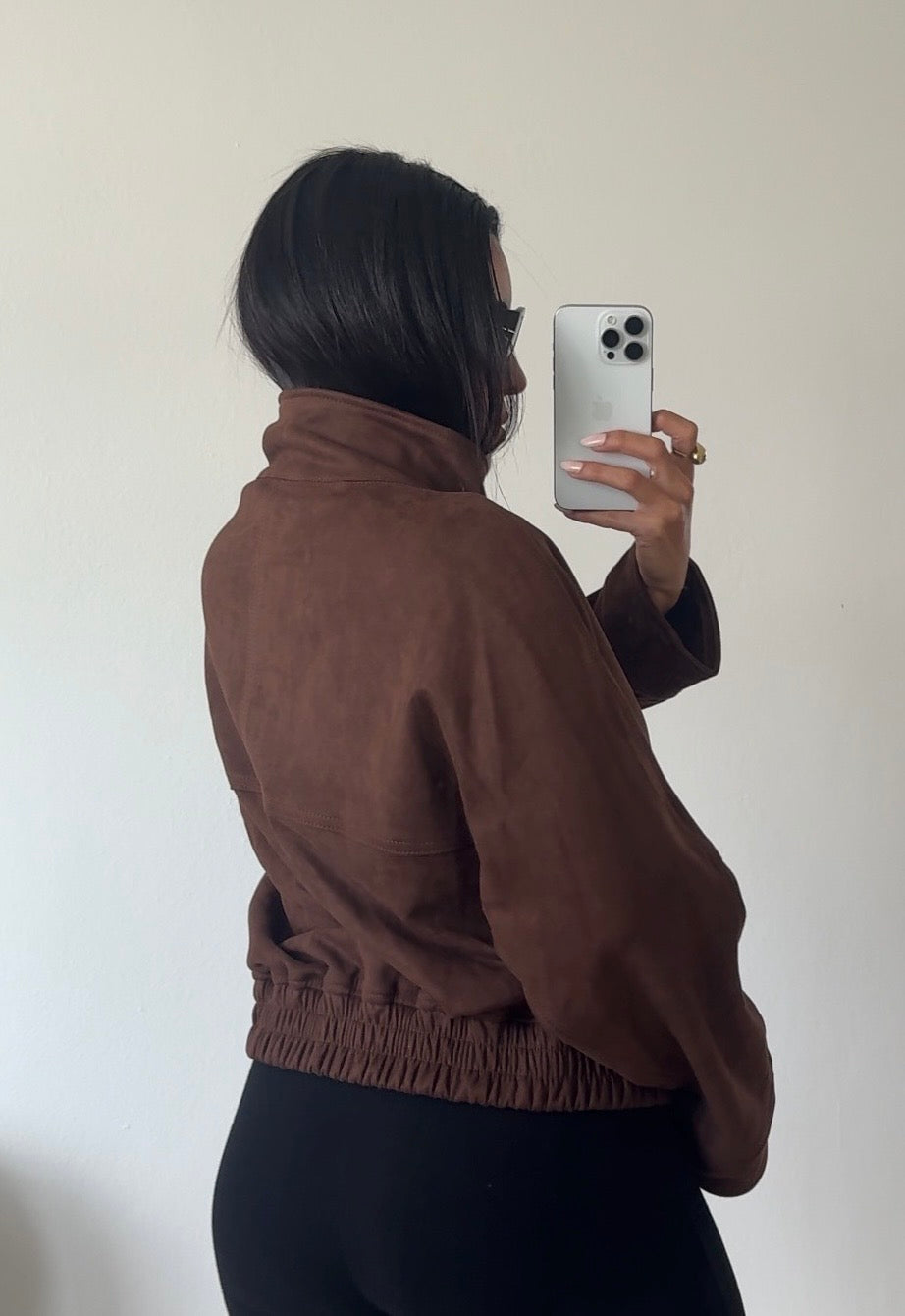 Brown Suede Funnel Jacket