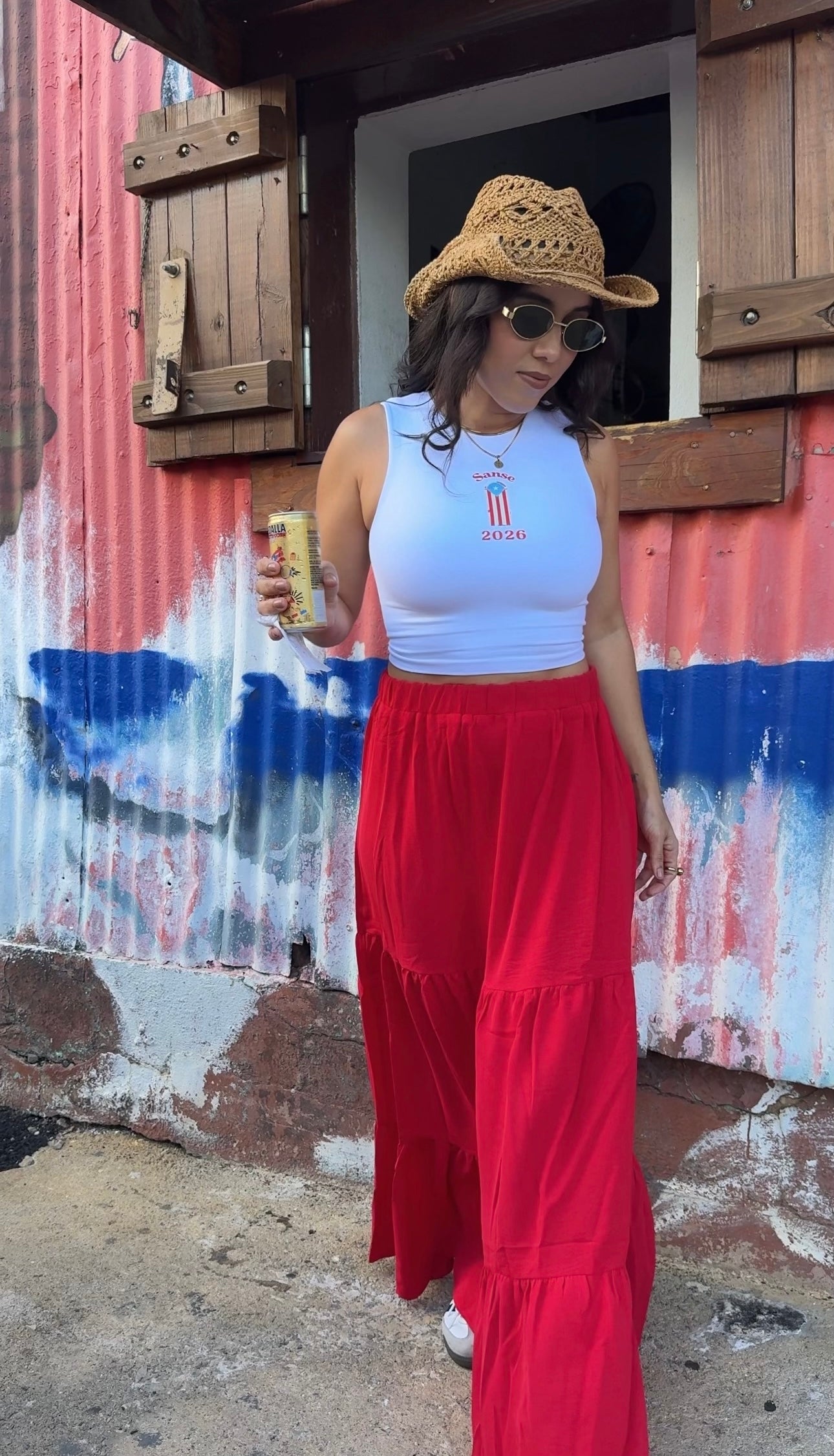 Red Boho Maxi Skirt