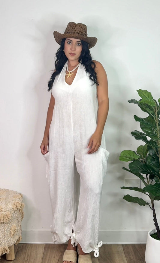 Gauze Jumpsuit Coverup