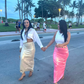 Pink Metallic Maxi Skirt