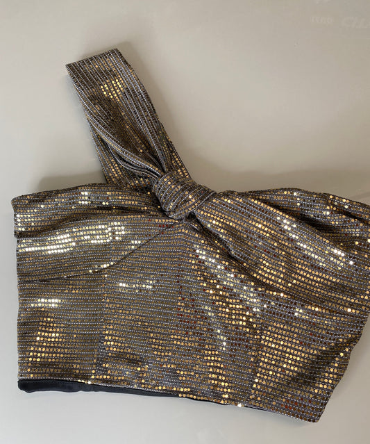 Gold One Shoulder Top